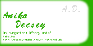 aniko decsey business card
